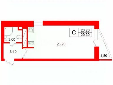 Сдается студия, 29,3 м²