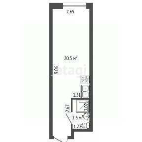 Продается апартаменты-студия, 23 м²