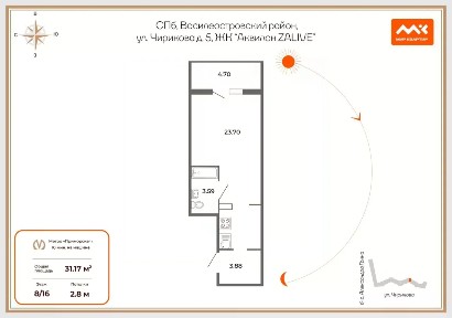 Продается студия, 31,3 м²