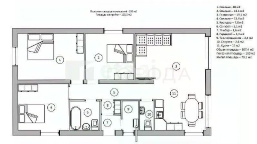 Продается 1-этажный дом, 100 м²