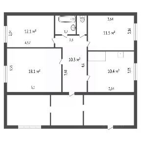 Продается 1-этажный дом, 66,2 м²