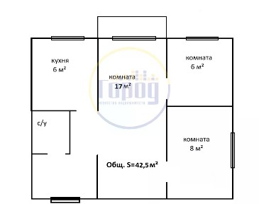 Продается 3-комн. квартира, 42,5 м²