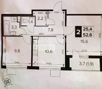 Продается 2-комн. квартира, 50,7 м²