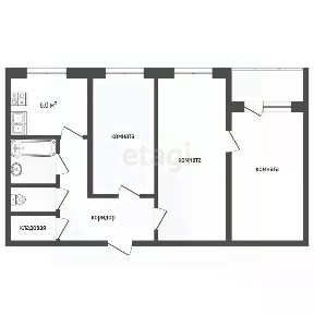 Продается 3-комн. квартира, 56,7 м²