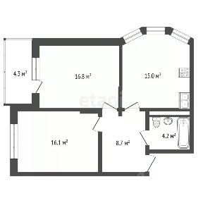 Продается 2-комн. квартира, 60,8 м²