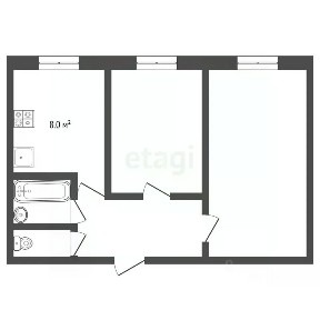 Продается 2-комн. квартира, 52,1 м²