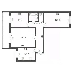 Продается 3-комн. квартира, 58,1 м²
