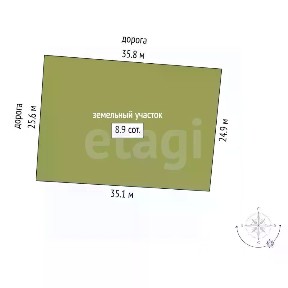Продается участок, 8,9 сот.