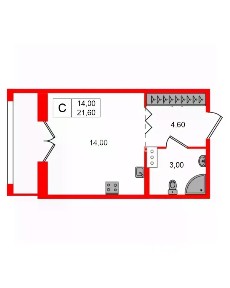 Сдается студия, 21,6 м²
