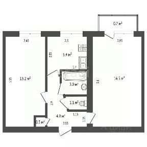 Продается 2-комн. квартира, 43,4 м²