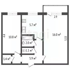 Продается 2-комн. квартира, 43,7 м²