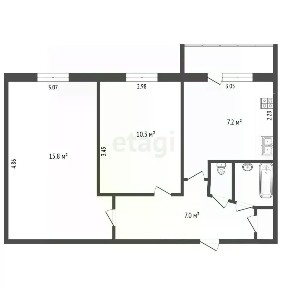 Продается 2-комн. квартира, 43,7 м²