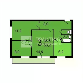 Продается 3-комн. квартира, 53,2 м²