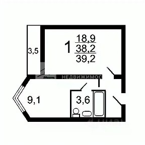 Продается 1-комн. квартира, 38,8 м²