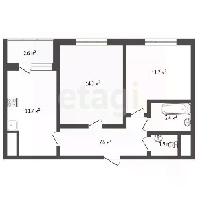 Продается 2-комн. квартира, 52,6 м²