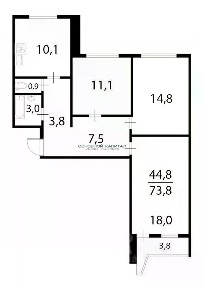 Продается 3-комн. квартира, 74,5 м²