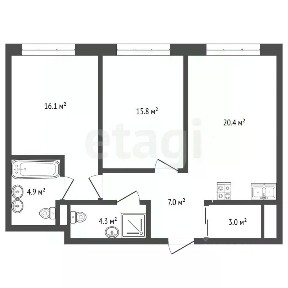 Продается 2-комн. квартира, 71,6 м²