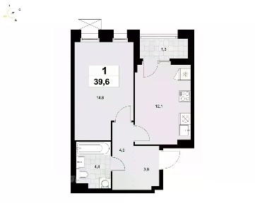 Продается 1-комн. квартира, 39,06 м²