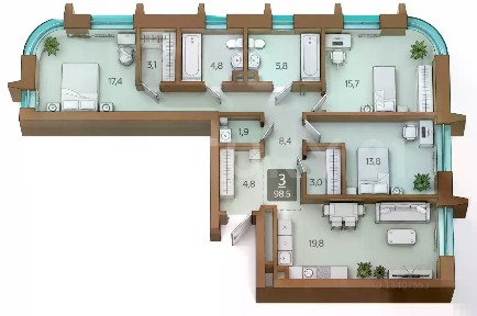 Продается 3-комн. квартира, 98,6 м²