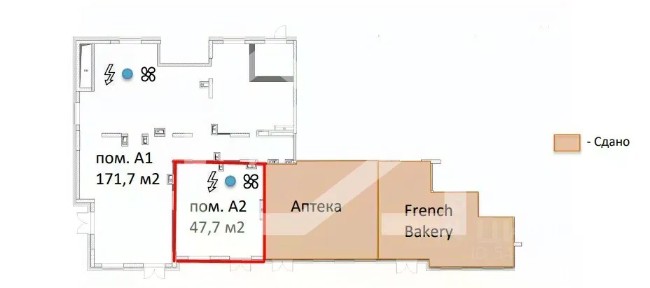 Сдается торговая площадь, 47,7 м²