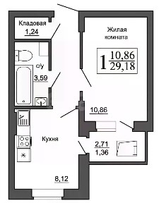Продается 1-комн. квартира, 28,3 м²