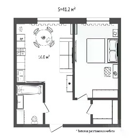 Продается 1-комн. квартира, 41,2 м²