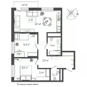 Продается 2-комн. квартира, 63,78 м²