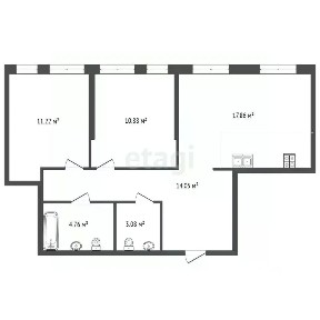 Продается 2-комн. квартира, 60,8 м²