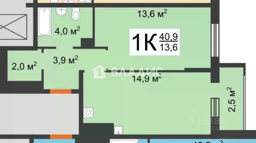 Продается 1-комн. квартира, 38,4 м²