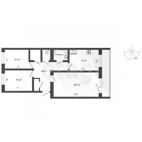 Продается 3-комн. квартира, 57,7 м²
