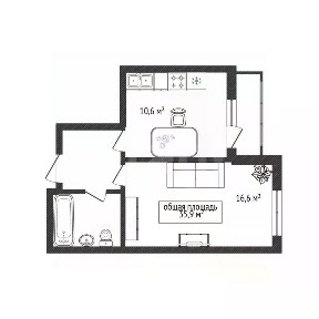 Продается 1-комн. квартира, 35,9 м²