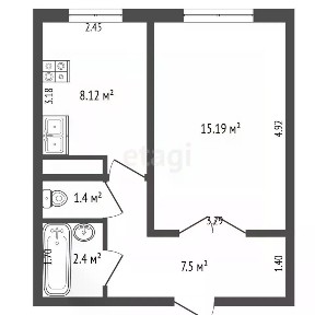 Продается 1-комн. квартира, 40,5 м²