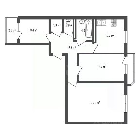 Продается 3-комн. квартира, 91,4 м²