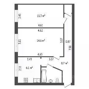 Продается 2-комн. квартира, 44,6 м²