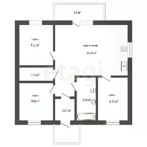 Продается 1-этажный дом, 75 м²