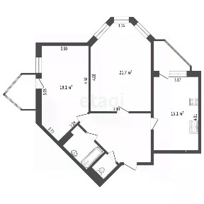 Продается 2-комн. квартира, 72,8 м²