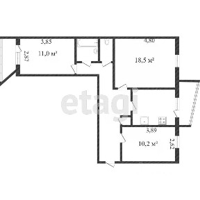 Продается 3-комн. квартира, 71,3 м²