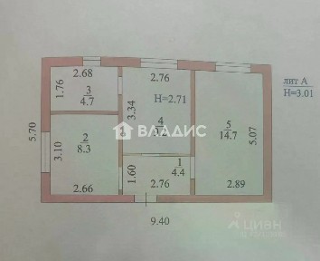 Продается 1-этажный дом, 41,3 м²