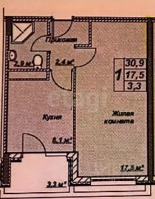 Продается 1-комн. квартира, 34,1 м²
