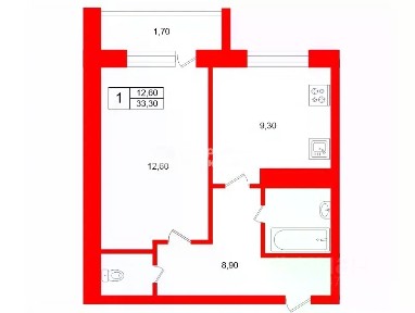 Продается 1-комн. квартира, 33,3 м²