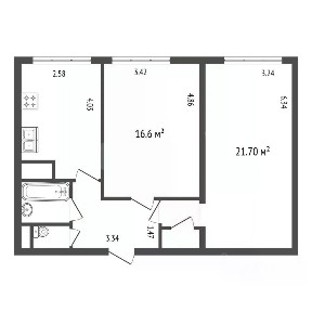 Продается 2-комн. квартира, 57,12 м²