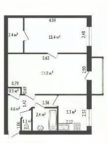 Продается 2-комн. квартира, 43,5 м²