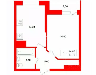 Продается 1-комн. квартира, 37,7 м²