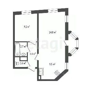 Продается 1-комн. квартира, 42,2 м²