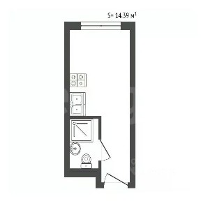 Продается апартаменты-студия, 14,39 м²