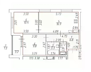 Продается 3-комн. квартира, 48,6 м²