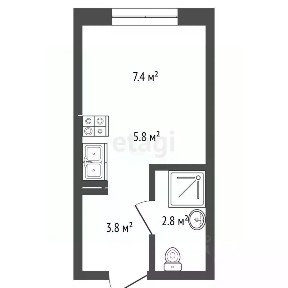 Продается студия, 19,6 м²