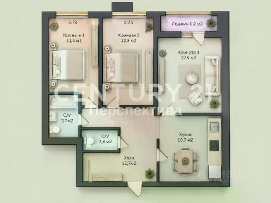 Продается 3-комн. квартира, 67,8 м²