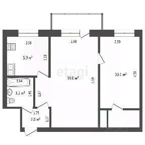Продается 2-комн. квартира, 41,7 м²