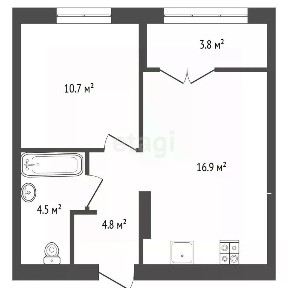 Продается 1-комн. квартира, 40,7 м²